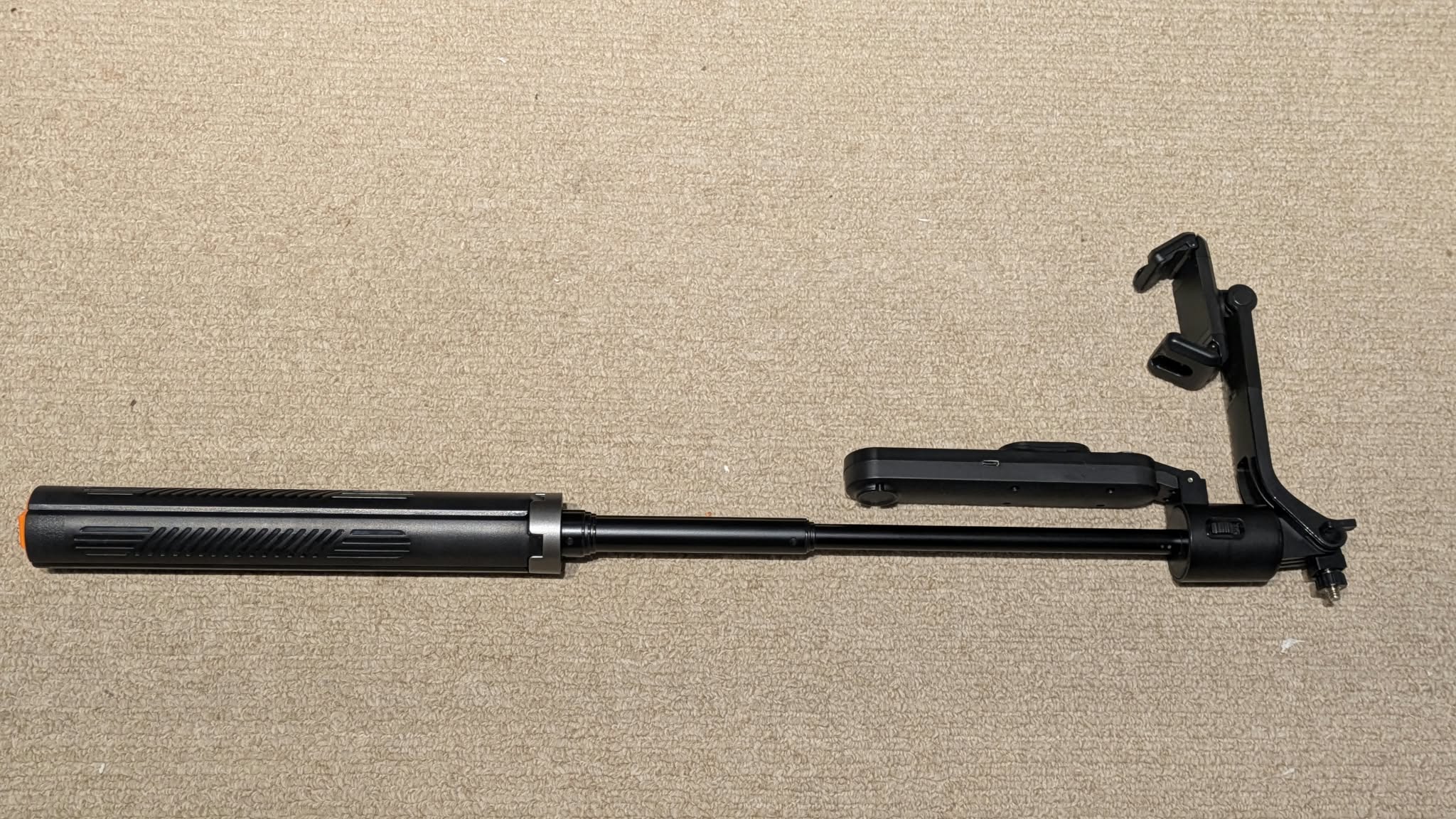 AI Tracker selfie stick fully extended, top view
